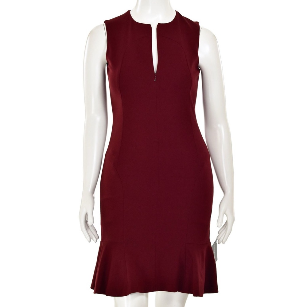 Akris Punto Bordeaux Zip Neck Sheath  Dress with flare